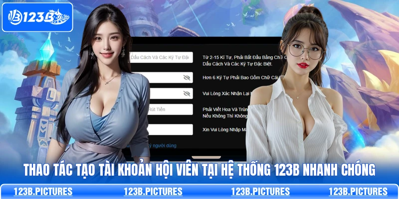 Thao tác tạo tài khoản hội viên tại hệ thống 123B nhanh chóng